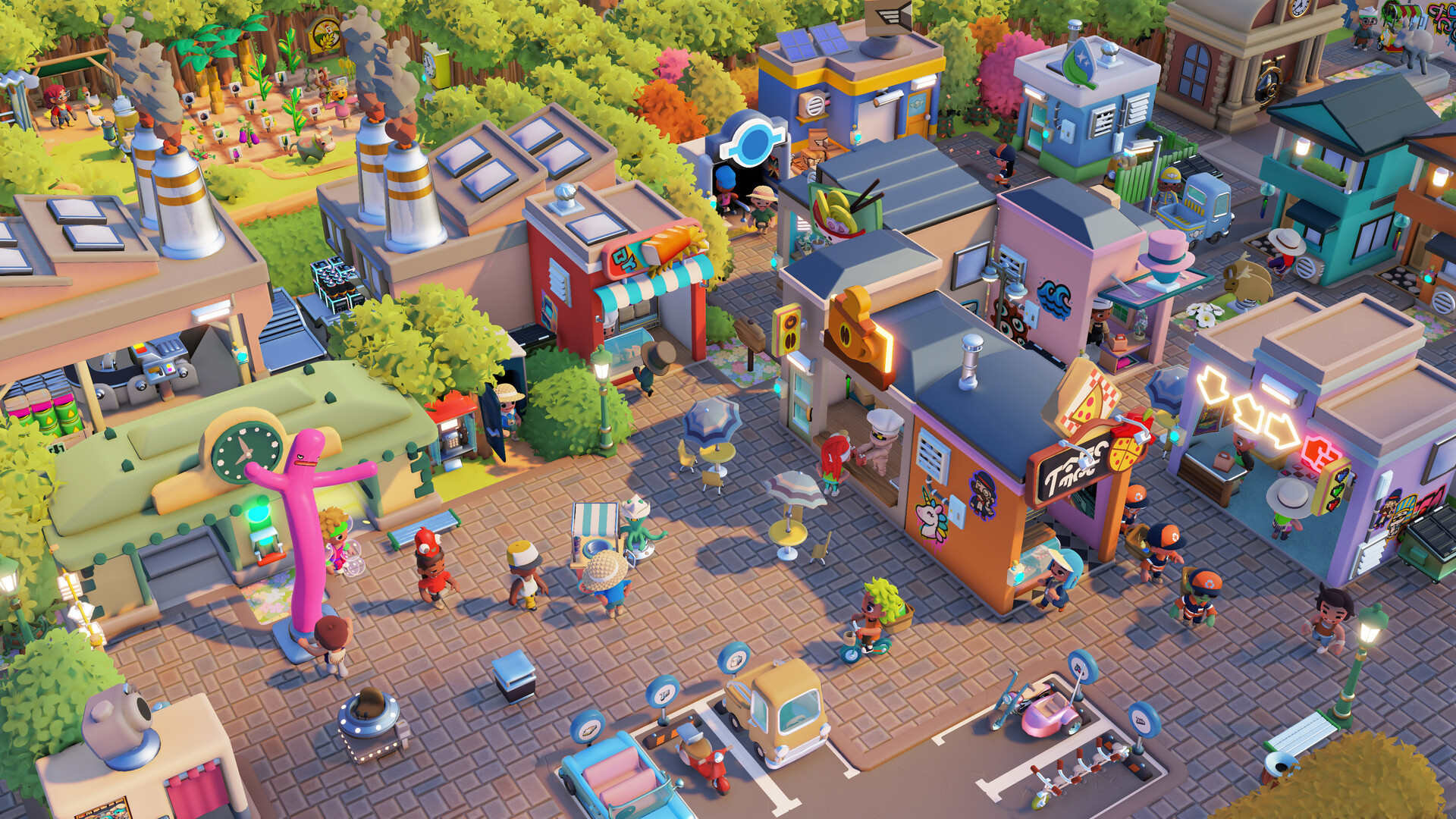 Go-Go Town! mayor building a colorful town with shops and roads